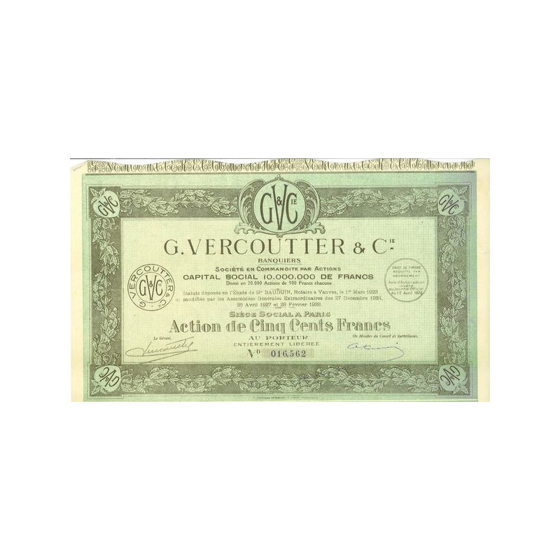 G. Vercoutter & Cie Banquiers