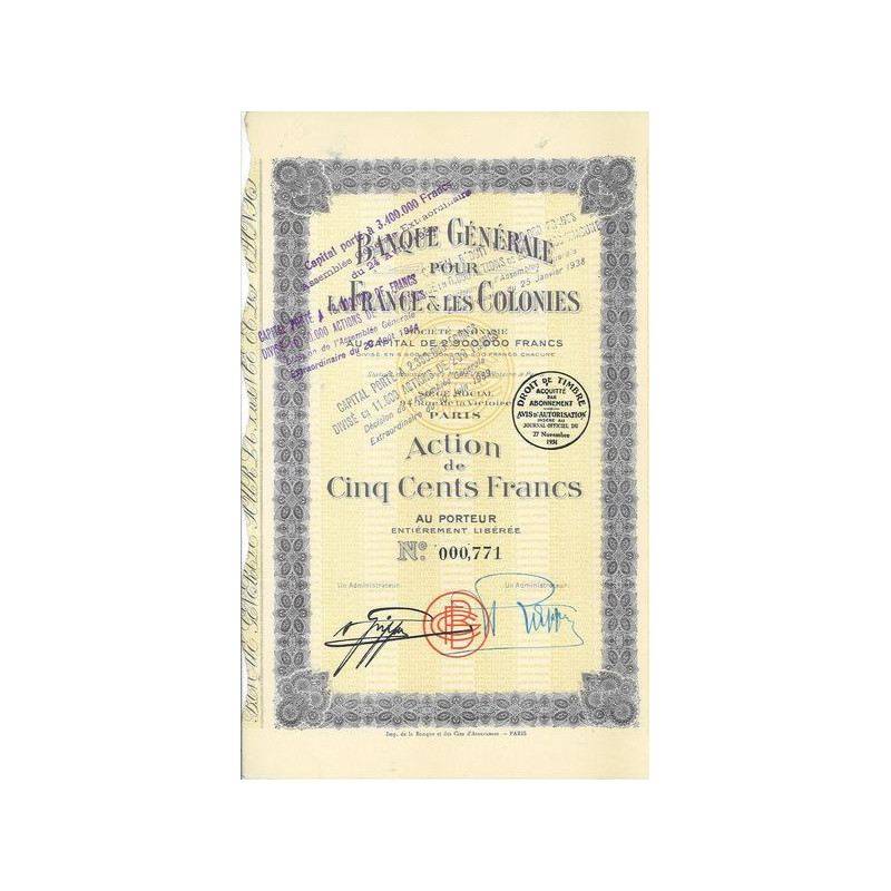 Banque Générale pour la France et les Colonies (Act)