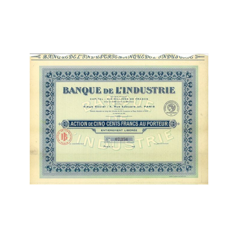 Banque de l'Industrie (blanquette)