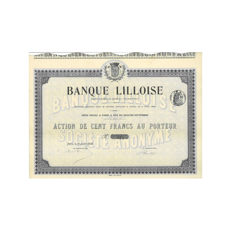 Banque Lilloise (Act 100 F)