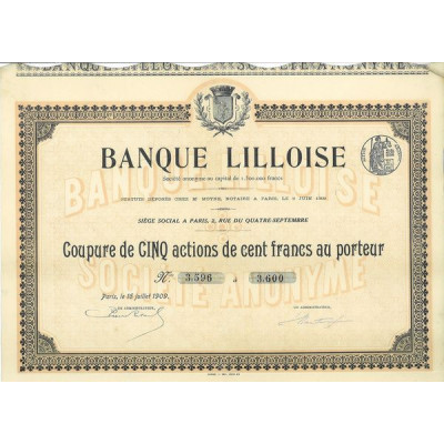 Banque Lilloise (5 Act 100 F)