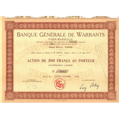 Banque Générale de Warrants Paris-Marseille
