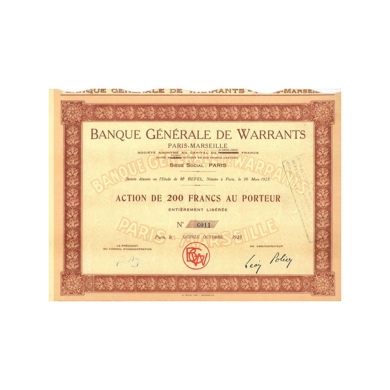 Banque Générale de Warrants Paris-Marseille