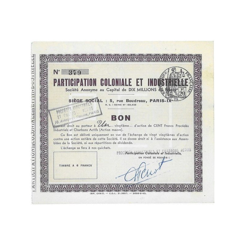 Participation Coloniale et Industrielle