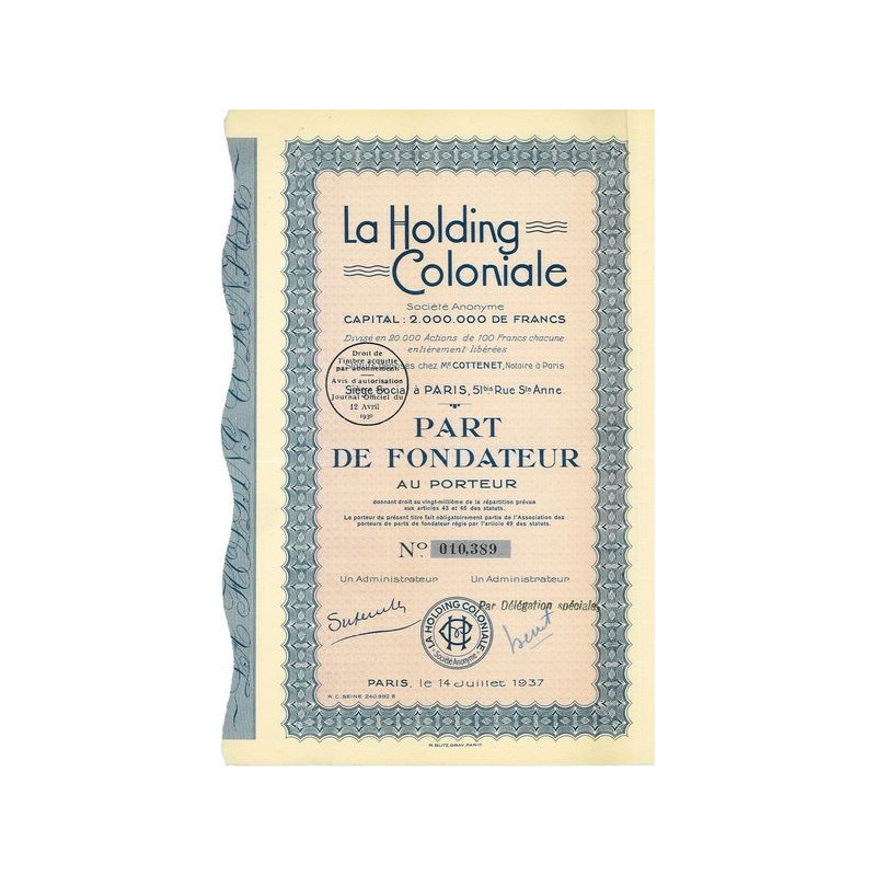 La Holding Coloniale (PF)