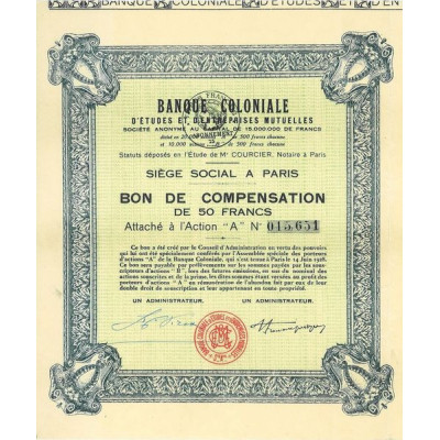 Banque Coloniale d'Etudes et d'Entreprises Mutuelles (Bon)