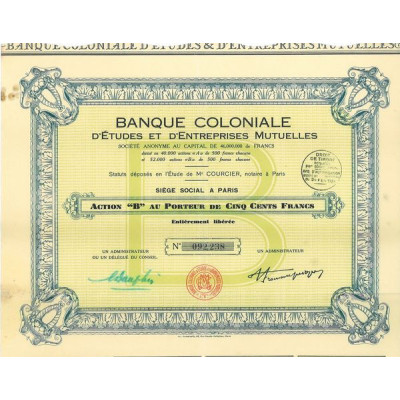 Banque Coloniale d'Etudes et d'Entreprises Mutuelles (Act B)