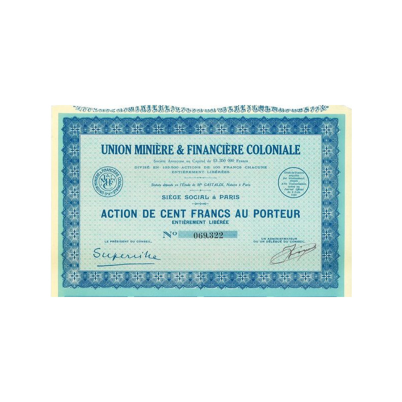 Union Minière & Financière Coloniale (Act)(1932)