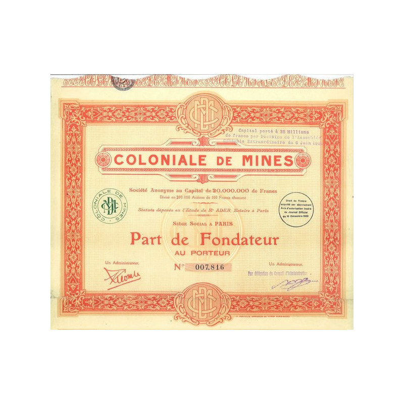 Coloniale de Mines (PF)