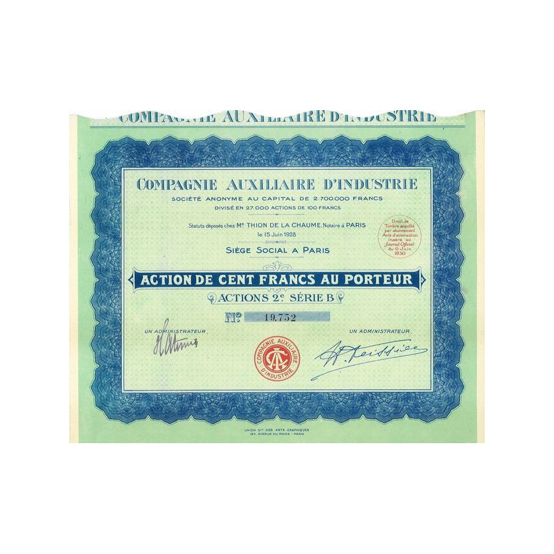 Compagnie Auxiliaire d'Industrie (Act 2e série B)