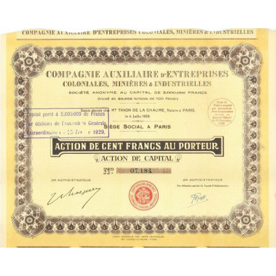 Compagnie Auxiliaire d'Entreprises Coloniales Minières & Industrielles (1928)