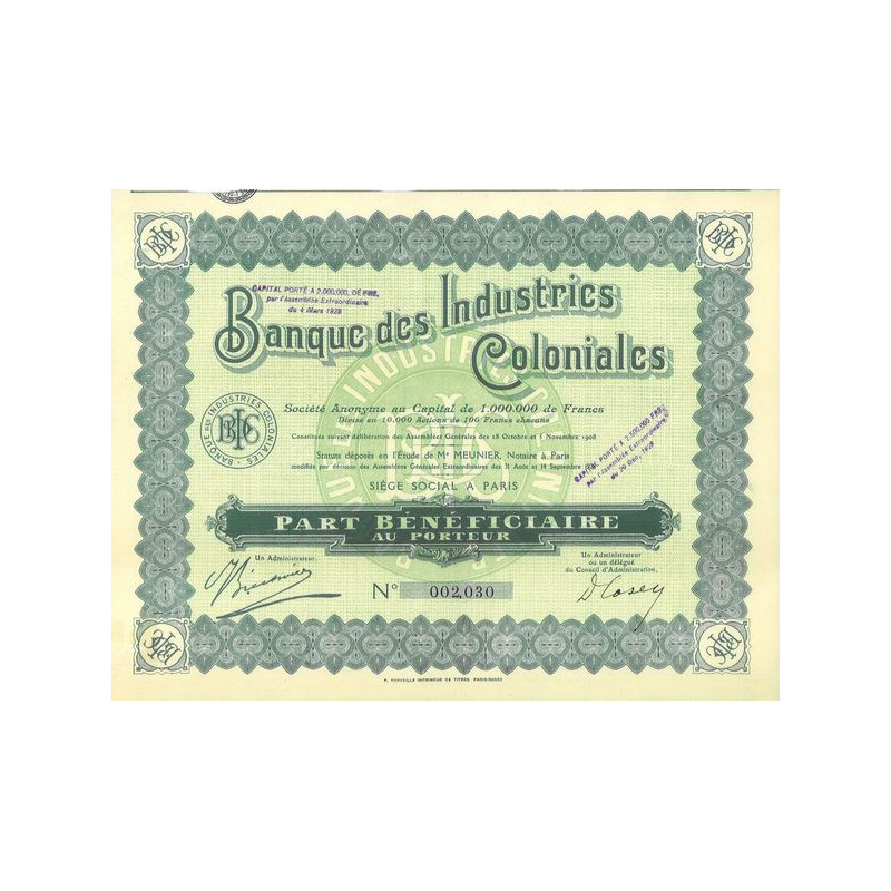 Banque des Industries Coloniales (PB)