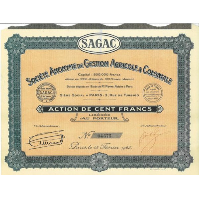 Société Anonyme de Gestion Agricole & Coloniale S.A.G.A.C.