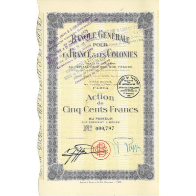 Banque Générale pour la France & les Colonies (Act 500 F)