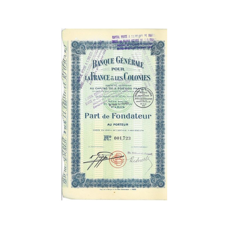 Banque Générale pour la France & les Colonies (PF)
