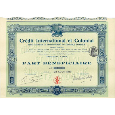 Crédit International et Colonial pour Favoriser le Développement du Commerce Extérieur