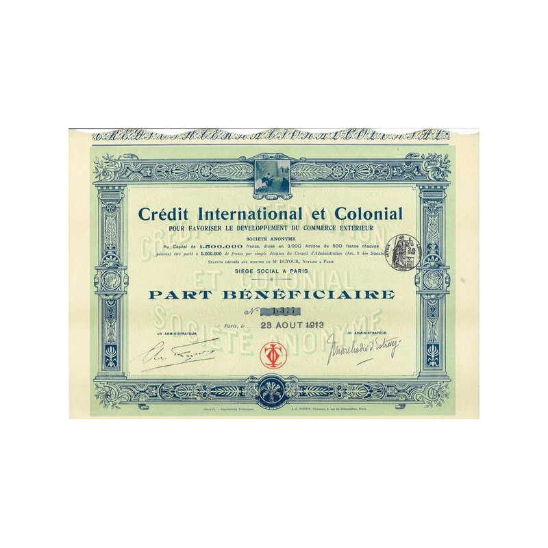 Crédit International et Colonial pour Favoriser le Développement du Commerce Extérieur