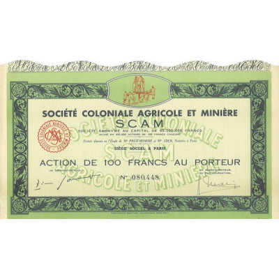 Sté Coloniale Agricole et Minière SCAM (Act)