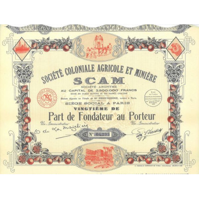 Sté Coloniale Agricole et Minière SCAM (PF)