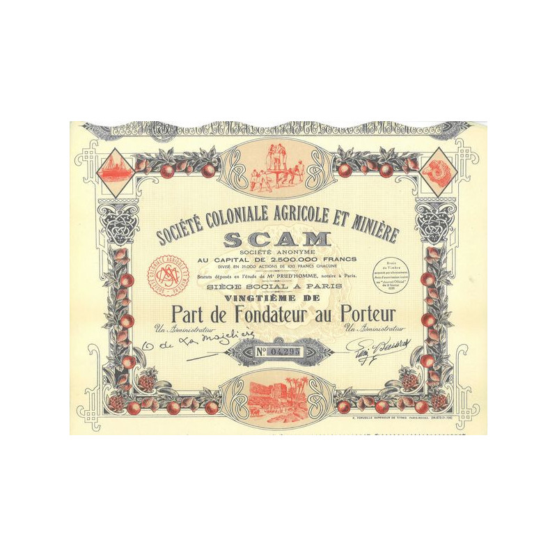 Sté Coloniale Agricole et Minière SCAM (PF)