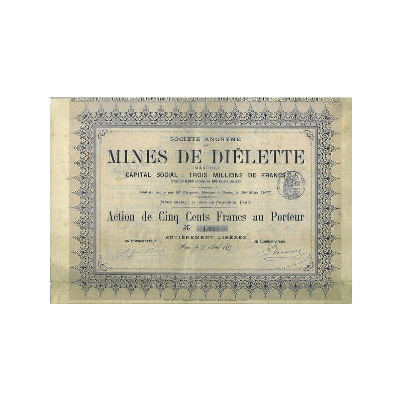 Société Anonyme des Mines de Diélette (Act 500 F)