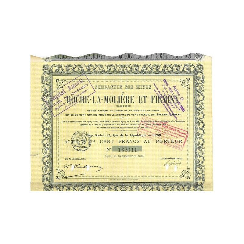 Compagnie des Mines de Roche-la-Molière et Firminy (Loire)(Act 100 F)