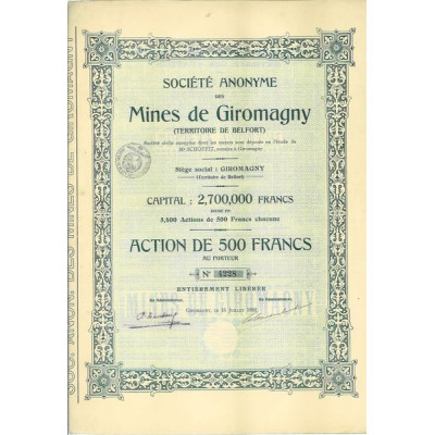 Société Anonyme des Mines de Giromagny (Territoire de Belfort)