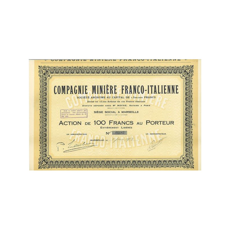 Compagnie Minière Franco-Italienne (Act 100 F)