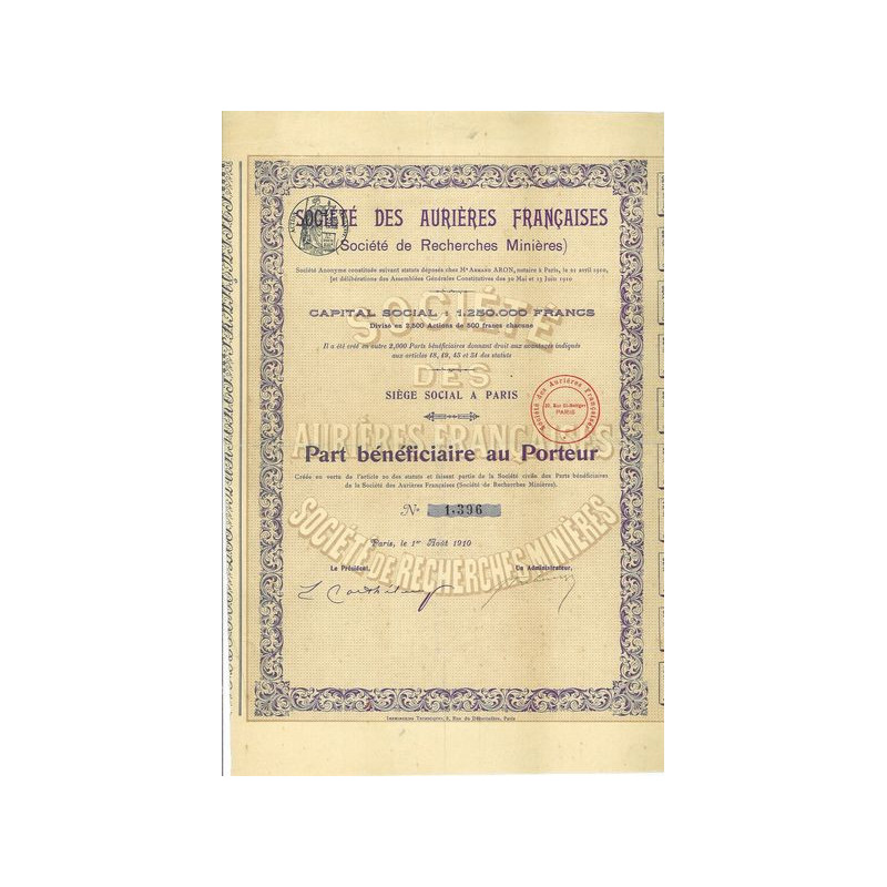 Société des Aurières Françaises (Société de Recherches Minières)