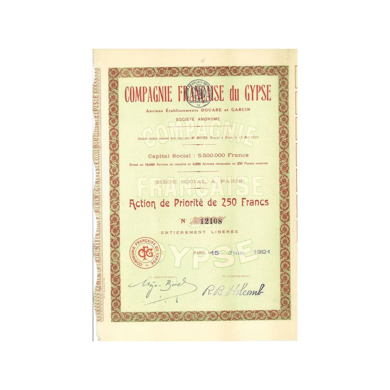 Compagnie Française du Gypse (Anc Ets Douare et Garcin)