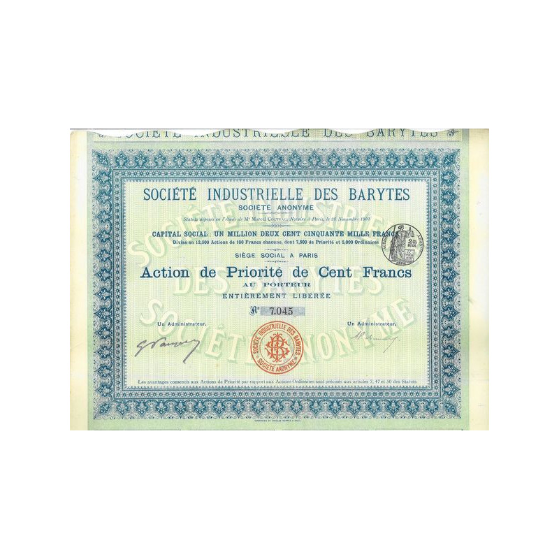 Société Industrielle des Barytes (modèle1)