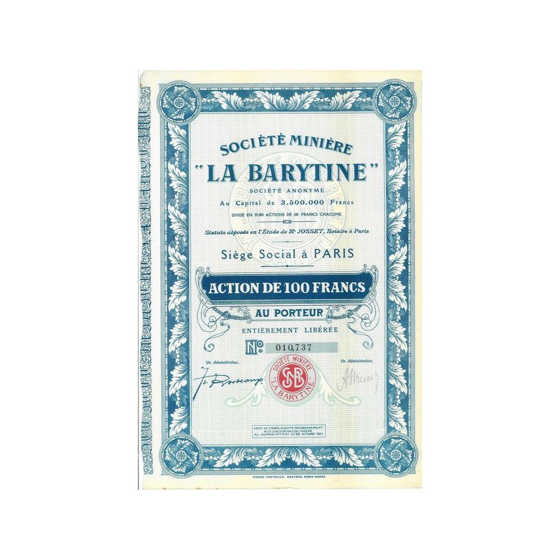 Société Minière "La Barytine" (Act 100 F)