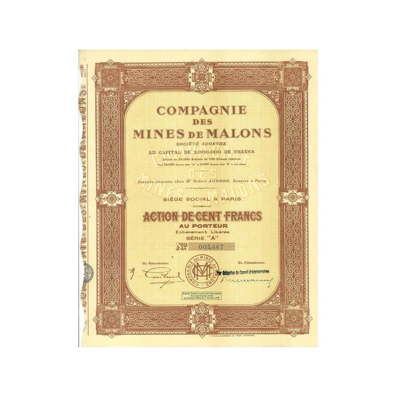 Compagnie des Mines de Malons (Act)