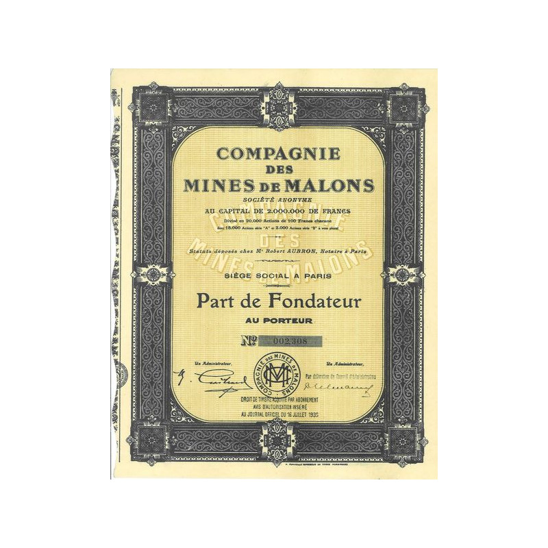 Compagnie des Mines de Malons (PF)