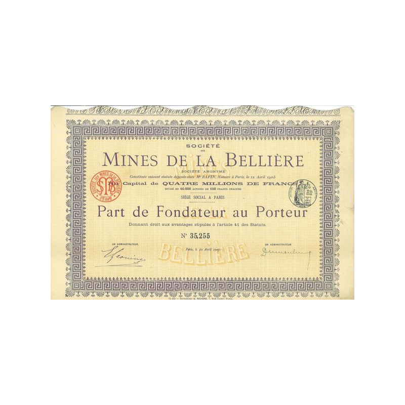 Société des Mines de la Bellière (PF)