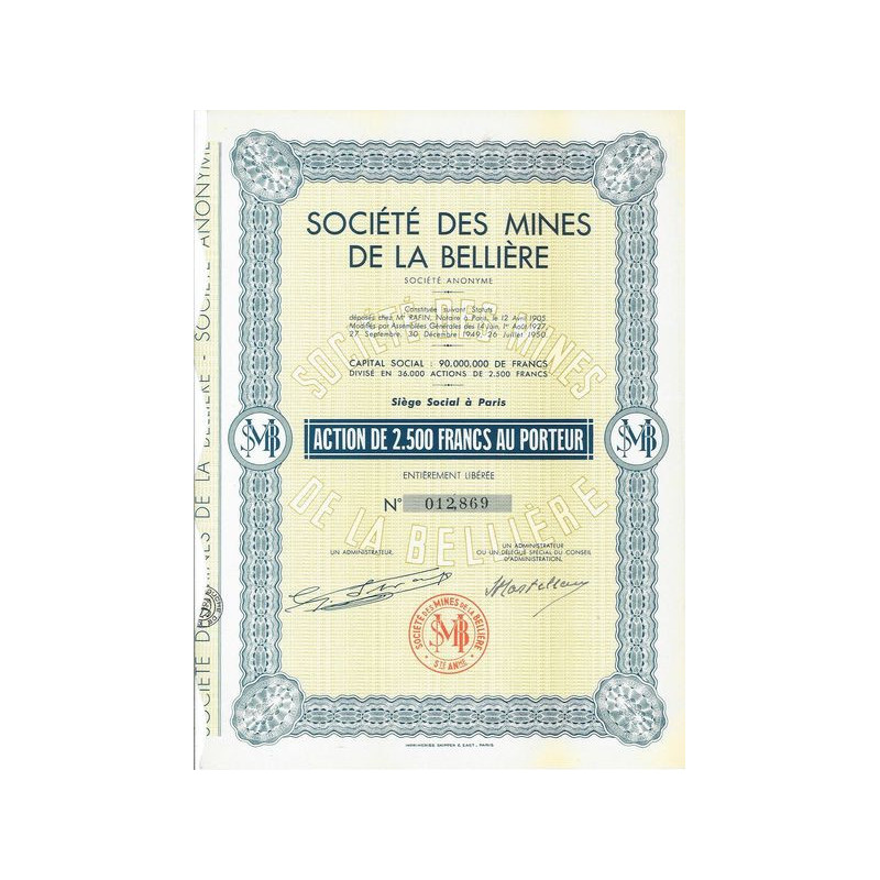 Société des Mines de la Bellière (Act)