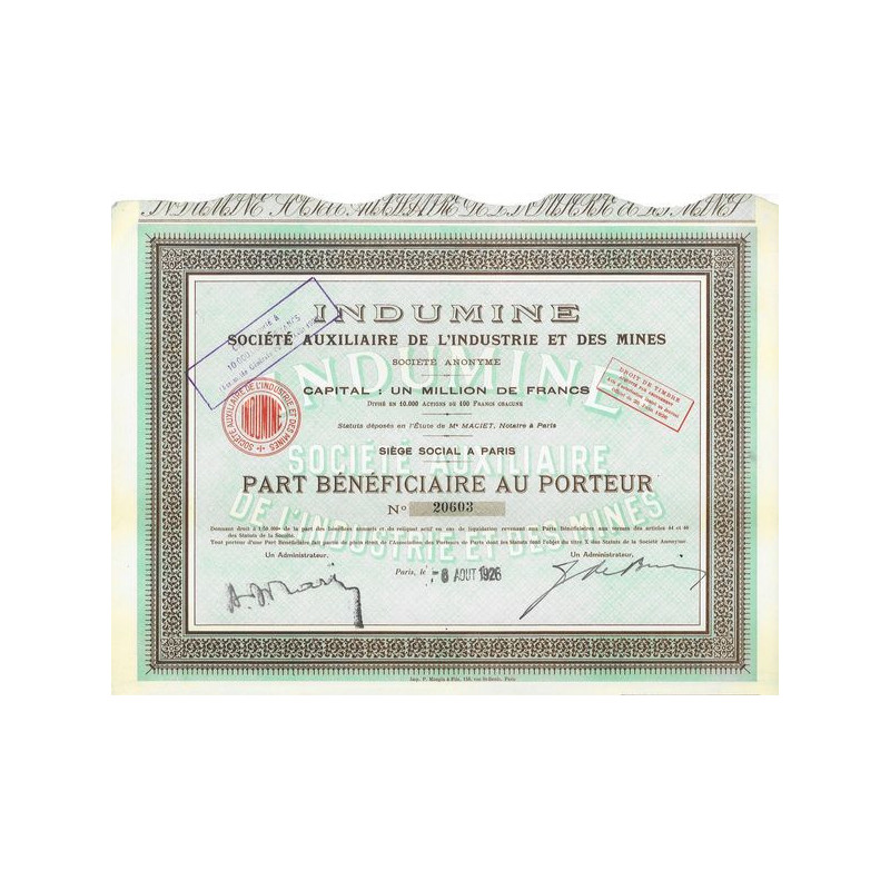 Indumine - Société Auxiliaire de l'Industrie et des Mines (PB)