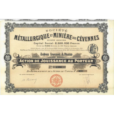 Société Métallurgique et Minière des Cévennes (Act Jouissance)