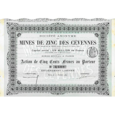 Société Anonyme des Mines de Zinc des Cévennes (Act)