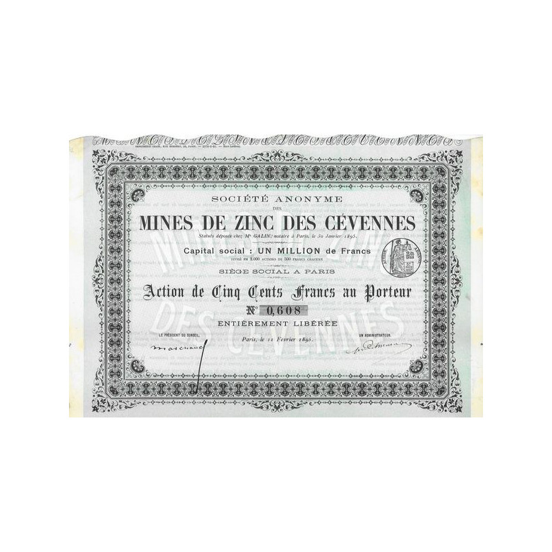 Société Anonyme des Mines de Zinc des Cévennes (Act)