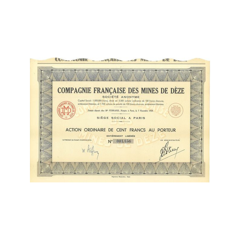 Compagnie Française des Mines de Dèze (Act ordin)