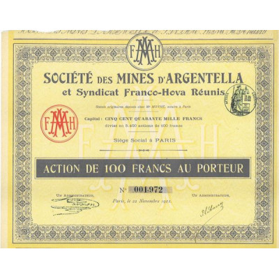 Société des Mines d'Argentella et Syndicat Franco-Hova Réunis
