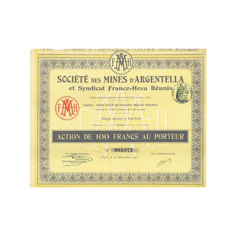 Société des Mines d'Argentella et Syndicat Franco-Hova Réunis