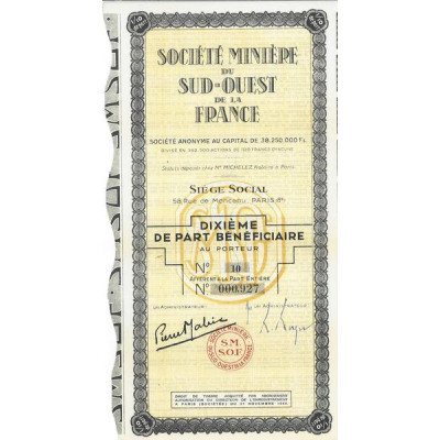 Société Minière du Sud-Ouest de la France (10ème PB)