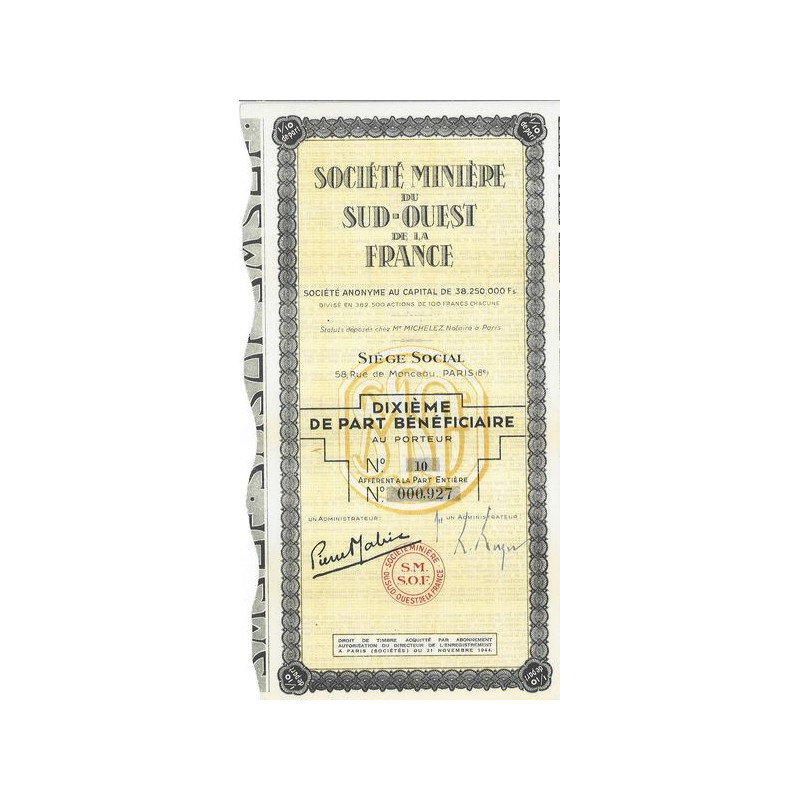 Société Minière du Sud-Ouest de la France (10ème PB)