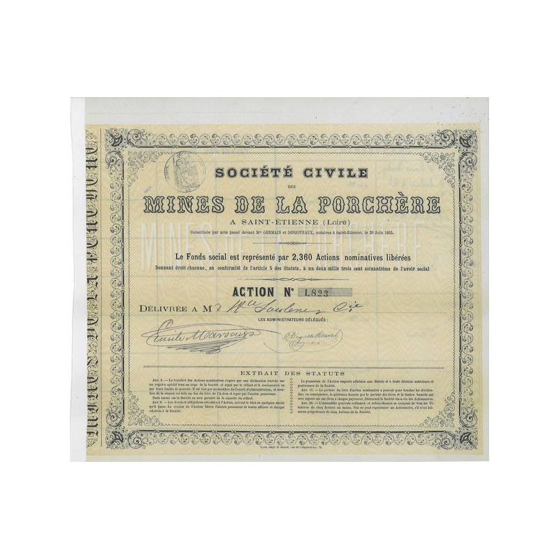 Société Civile des Mines de la Porchère à Saint-Etienne (Loire)