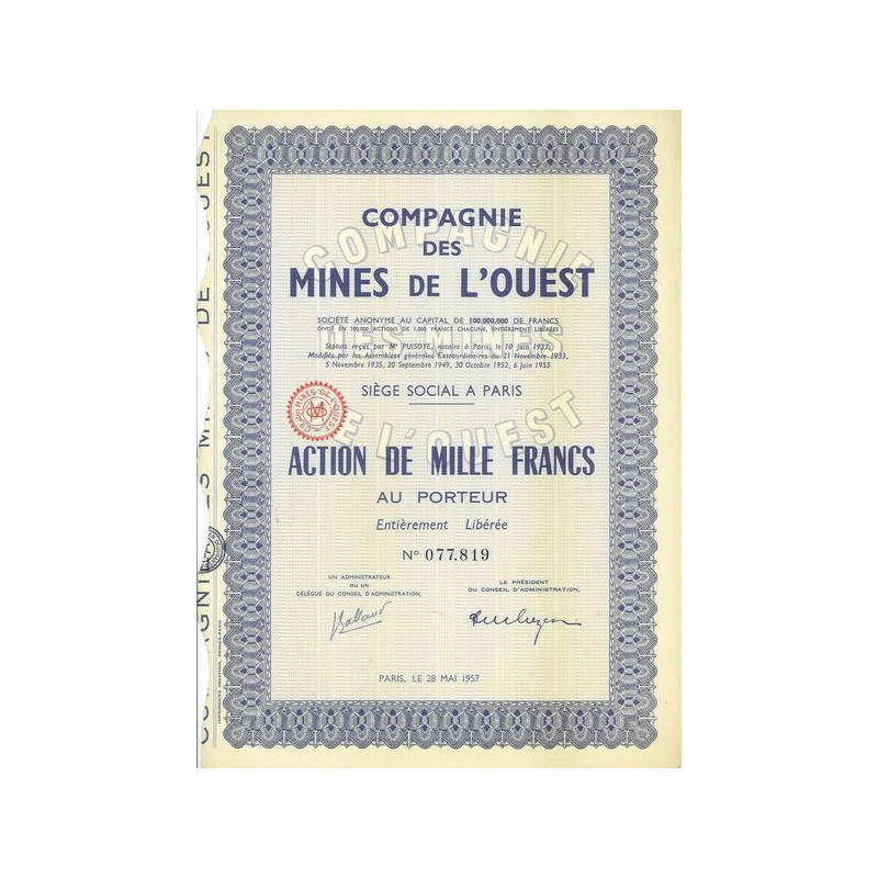 Compagnie des Mines de l'Ouest (Act 1000 F)
