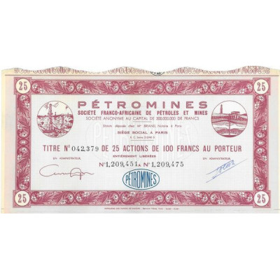 Pétromines - Société Franco-Africaine de Pétroles et Mines (25 Act)