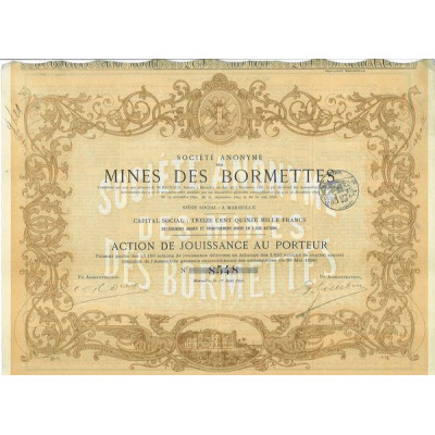 Société Anonyme des Mines des Bormettes (Act Jouissance)