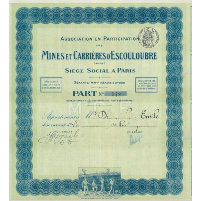 Association en Participation des Mines et Carrières d'Escouloubre (Aude)